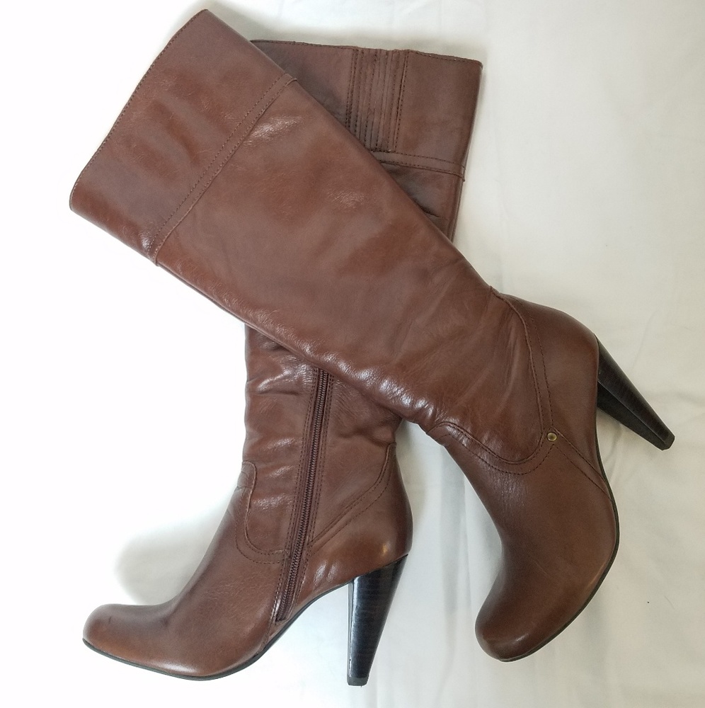 New! Guess High Heel Brown Leather Boots